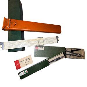 Vintage K&E Jupiter German-Made Drafting 3 Instrument Set - Slide Rule, Dividers
